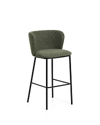 Барный стул Ciselia из темно-зеленого шенилла с ножками из черной стали