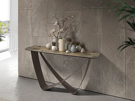 Консоль из мраморной керамики серо-коричневого цвета металлик 3269 