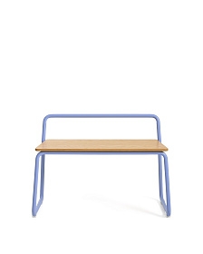 Скамейка из ясеневого шпона Tinn с синей металлической конструкцией, 75 см