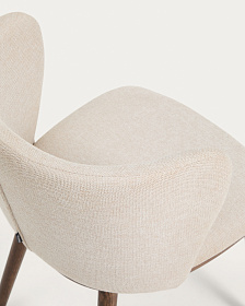 Стул Ciselia из бежевого шенилла с ножками из ясеня в отделке орех