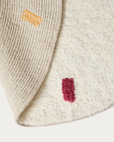 Круглый ковер Epifania из белого хлопка с разноцветными точками, Ø 100 см