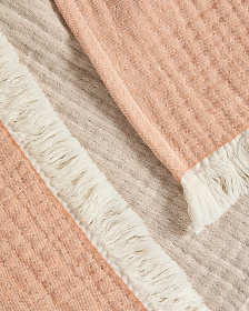 Плед Nafine из хлопкового муслина с двухцветной бахромой 130 x 170 см