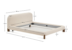 Кровать Odina из букле цвета экрю со съемным чехлом 160 x 200 см