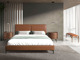 Банкетка 5112/BS19033 из коричневой экокожи