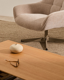 Teryl Кресло из шенилла бежевого цвета с серым металлом