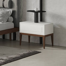 Прикроватная тумбочка MARBELLA шпон ореха F, матовый RAL9002