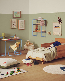 Tinn Стул из ясеневого шпона с синей металлической конструкцией