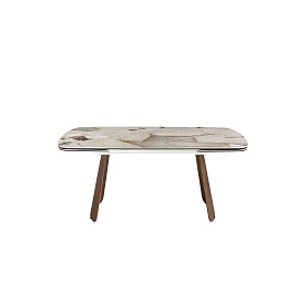 Раздвижной обеденный стол 1186 с столешницей из керамики  и основанием из шпона ореха