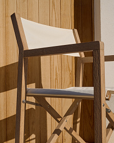 Складной стул Vilara для улицы из акации и текстиля белого цвета