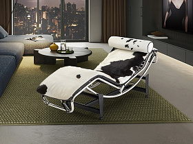 Leco Шезлонг из коровьей кожи черный/белый