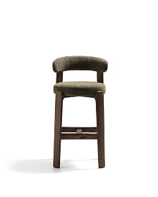 Барный стул Granite из зеленой синели и ясеня с отделкой орех 75 см