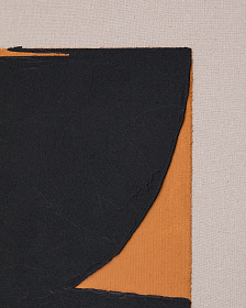 Zernu Абстрактная картина на оранжево-чёрном льняном холсте, 42 x 65 см