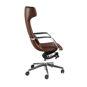 Офисное поворотное кресло 4216 из экокожи коричневого цвета