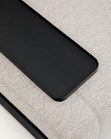 2-местный диван Compo серо-бежевого цвета с малым журнальным столиком и чёрным каркасом