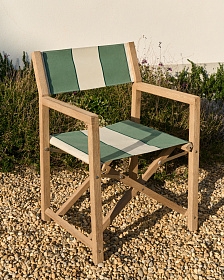 Уличный cкладной стул Vilara в зелёно-бежевую полоску из акации