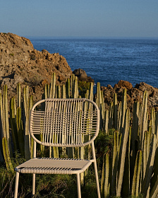 Садовый стул Talaier из искусственного каната и стали бежевого цвета