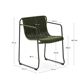 Стул Maurina из зеленой оцинкованной стали и зеленой веревки