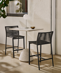 Садовый полубарный стул Culip из веревки и серого алюминия, 65 см