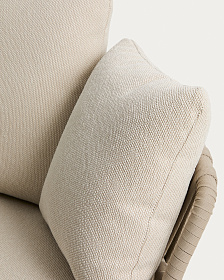 Изогнутый модуль уличного дивана Osani из алюминия экрю и веревки цвета таупе 167 см