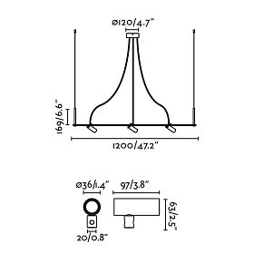 CLAP Линейный подвесной светильник черный 3x6W 3000K 38º