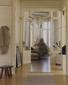 Бежевый шерстяной жаккардовый ковер Nifelia 200 x 80 см