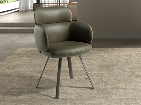 Поворотное кресло 4202 из экокожи оливково-зеленого цвета