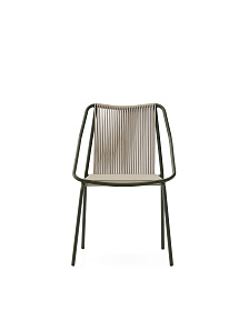 Садовое кресло Zivia из веревки цвета экрю и оцинкованной стали зеленого цвета