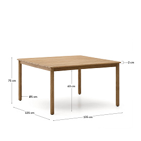 Уличный стол Sori из акации 135 x 135 см