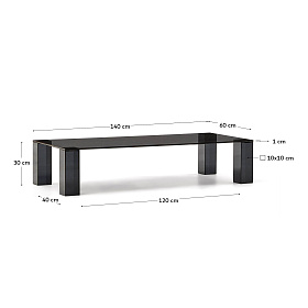 Журнальный столик Adularia из стекла темно-серого цвета 140 x 60