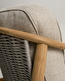 Уличное кресло Elunda из тикового дерева и бежевой веревки