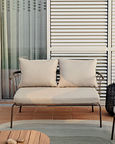 Salguer Диван из зеленой веревки и коричневой стали, 134 см