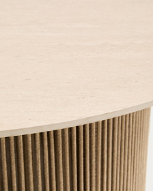 Уличный столик Orosei из спеченного камня, алюминия цвета экрю и бежевой веревки, 90 см