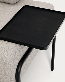 2-местный диван Compo серо-бежевого цвета с большим журнальным столиком и чёрным каркасом