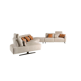 Модульный 5-местный диван 6274 с левым шезлонгом из ткани песочного цвета
