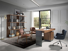 Стеллаж 3236/MQ2101SF из ореха с лакированными боковинами