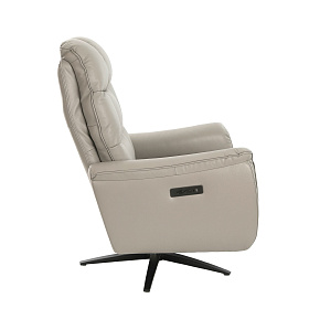Поворотное кресло-реклайнер 5114/KM-A6010-M565 серое кожаное