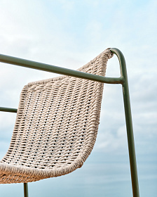 Стул Maurina из оцинкованной стали зеленого цвета и экрю и серым шнуром