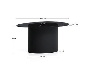 Приставной столик Olir из черной стали и закаленного стекла, 82 x 74 см