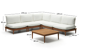 Portitxol Комплект из модульного углового дивана и журнального столика из массива тика