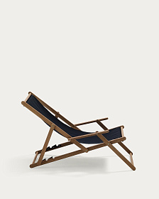 Складное кресло Vilara для улицы из акации и текстиля черного цвета