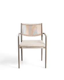 Уличный стул Argasi из алюминия цвета экрю и веревки