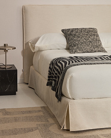 Кровать Jaira из белого шенилла со съемным чехлом для матраса 150x190 см