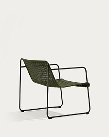 Кресло Maurina из оцинкованной стали зелёного цвета и зелёным шнуром