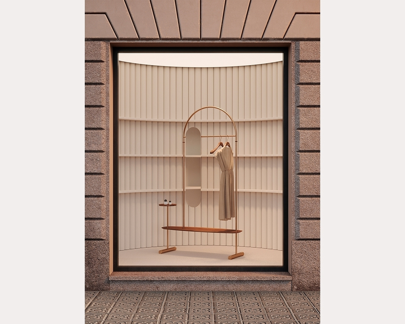 Вешалка Arco золотой металл / орех