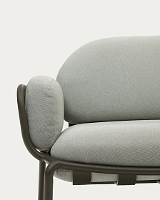 Уличный диван Joncols из серой ткани и зеленым алюминиевым каркасом 164 см