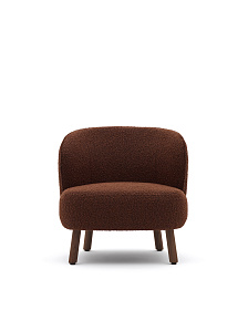Кресло Ulit из терракотовой ткани букле с ножками из ясеня с отделкой под орех