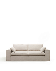 Anarela 3-местный диван со съемным чехлом и льняными подушками бежевого цвета 280 см