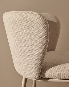 Полубарный стул Ciselia из бежевого шенилла и бежевой стали, 65 см