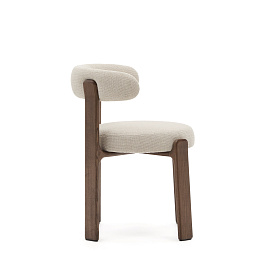 Granite Стул на 4 ножках из бежевого шенилла и массива ясеня в отделке орех