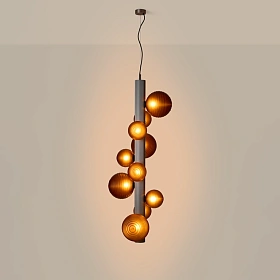 Подвесной светильник Lera никель/Smoked amber стекло